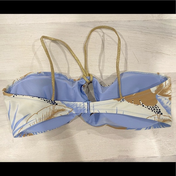 Aerie Swim Bandeau tropical glitter gold halter bikini SET top bottom  XL - Picture 8 of 16